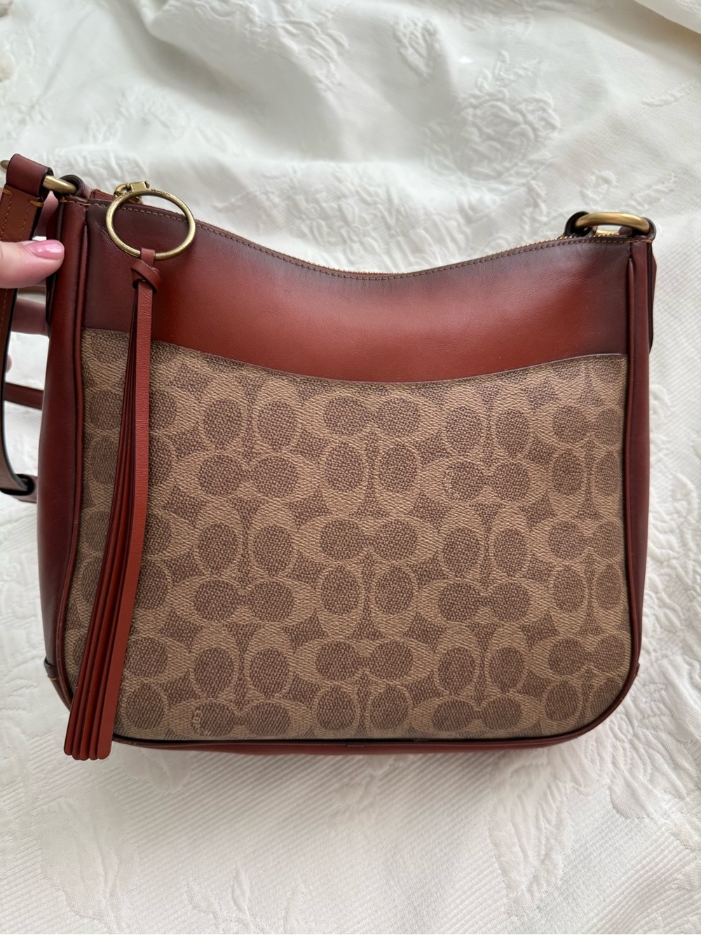 Coach Signature Saddle Crossbody Bag in Brown and Rust
